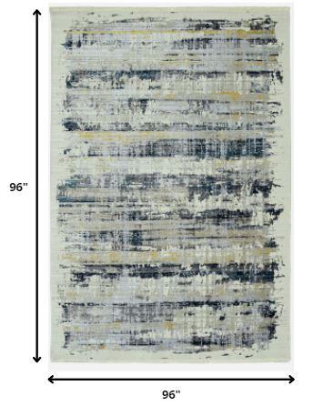 8’ Round Blue White Distressed Traditional Area Rug