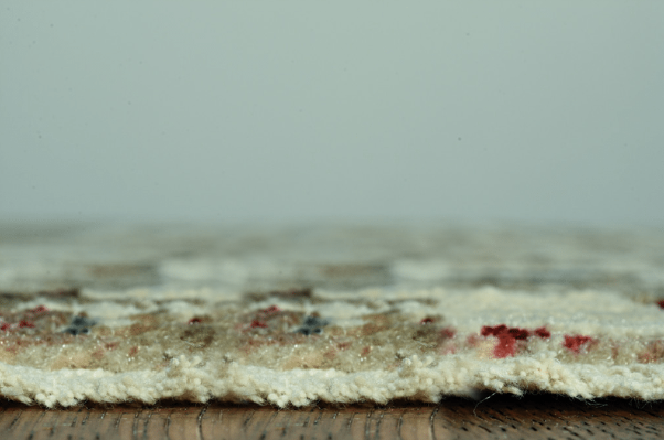 8’ Round Ivory Khaki Distressed Plaid Area Rug