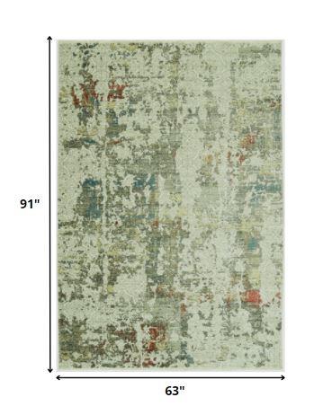 5’ x 8’ Sage Ivory Weathered Vintage Area Rug Default Title