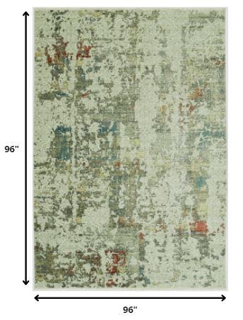 8’ Round Sage Ivory Weathered Vintage Area Rug Default Title