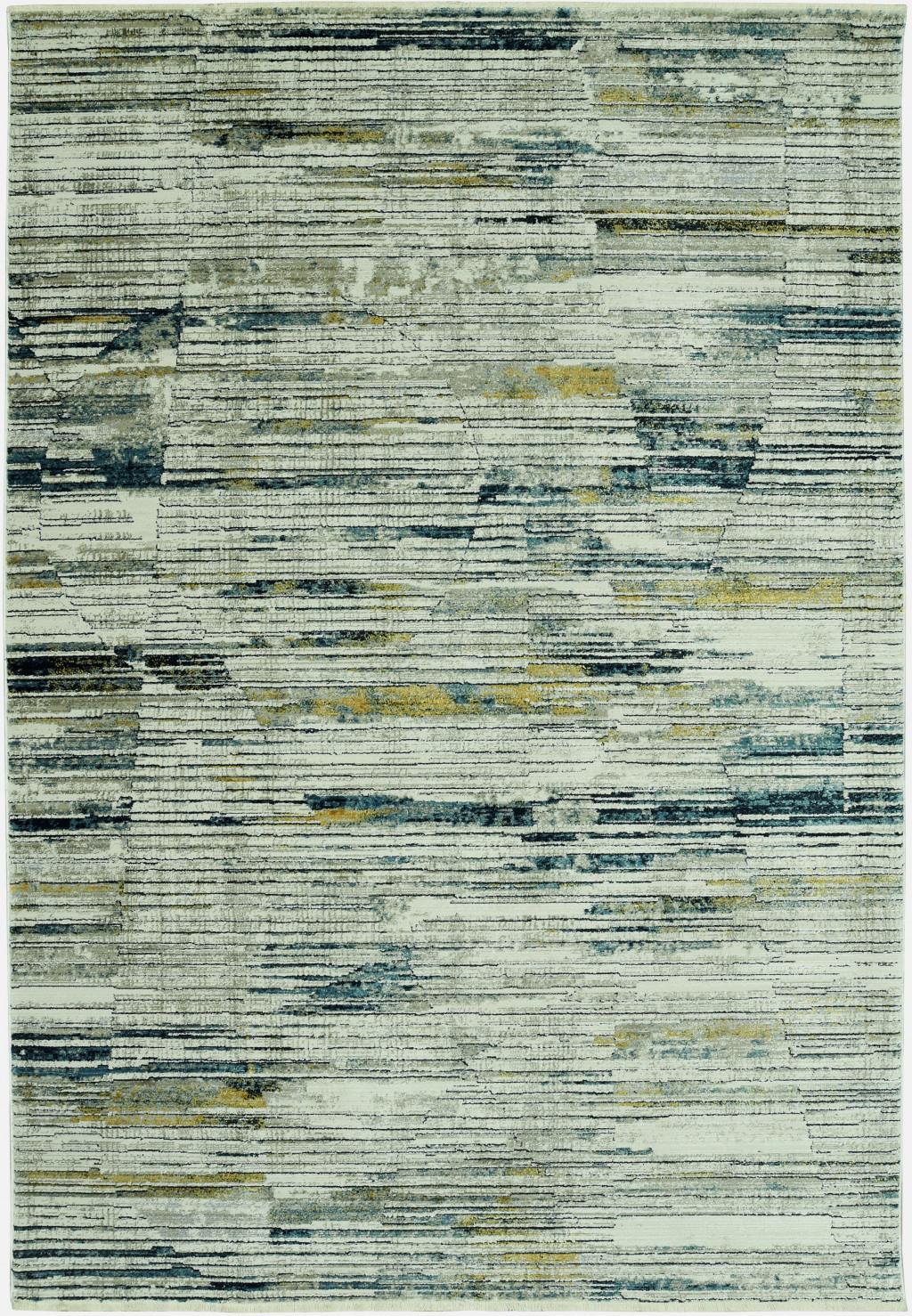 5’ x 8’ Blue Ivory Abstract Striped Area Rug