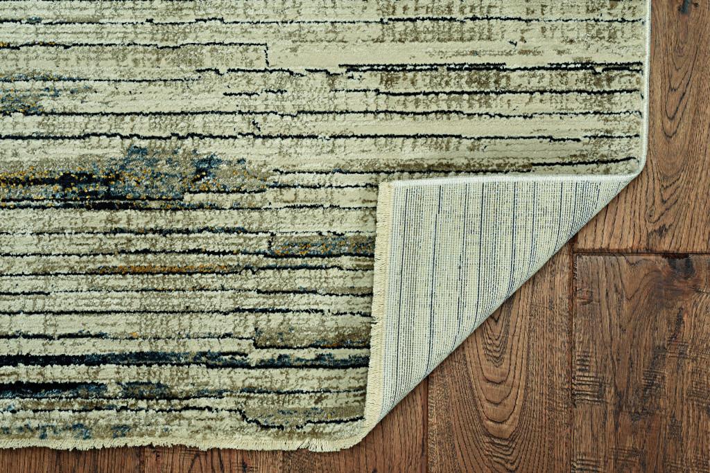 8’ x 11’ Blue Ivory Abstract Striped Area Rug