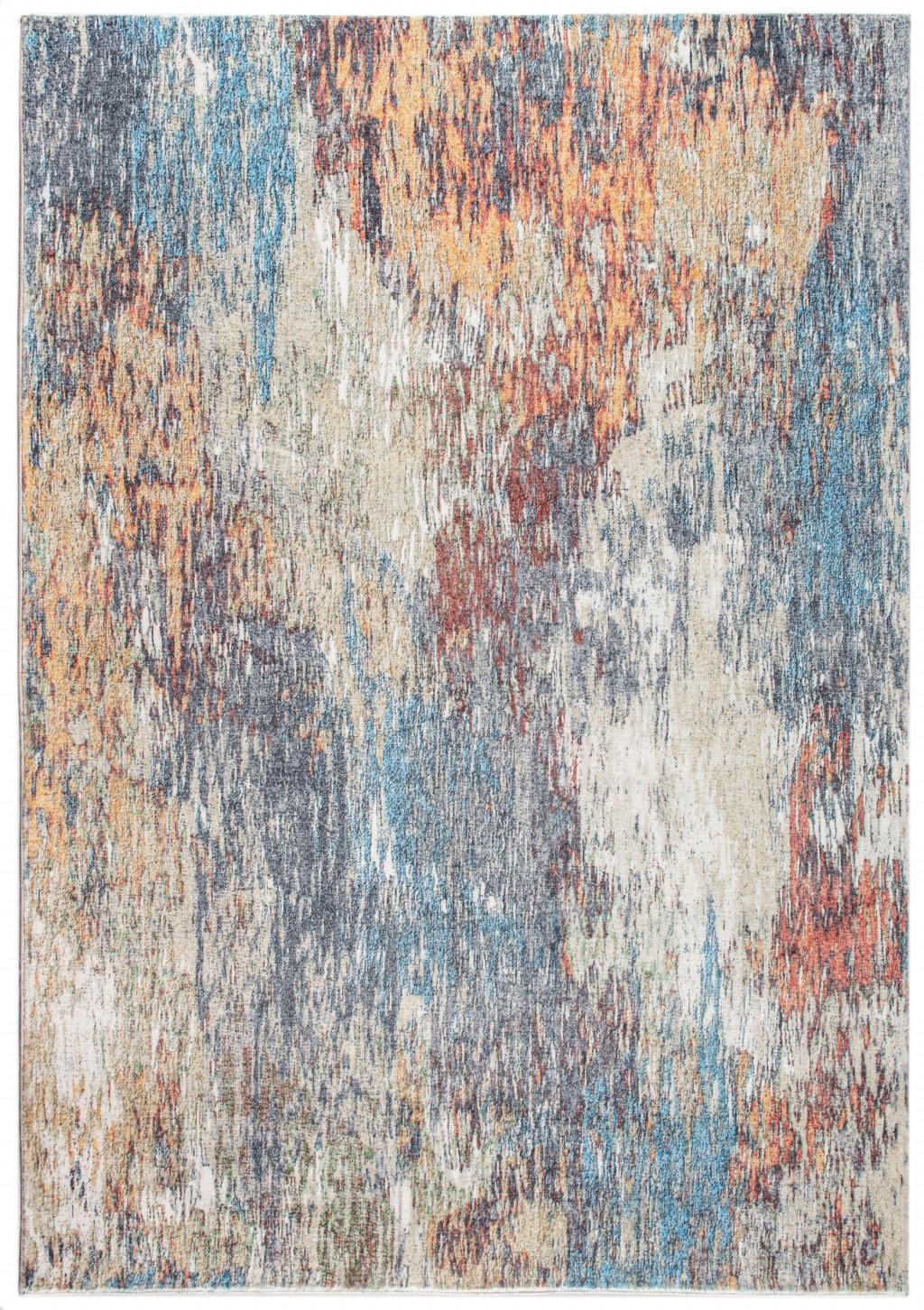 5’ x 8’ Blue Red Abstract Painting Modern Area Rug Default Title