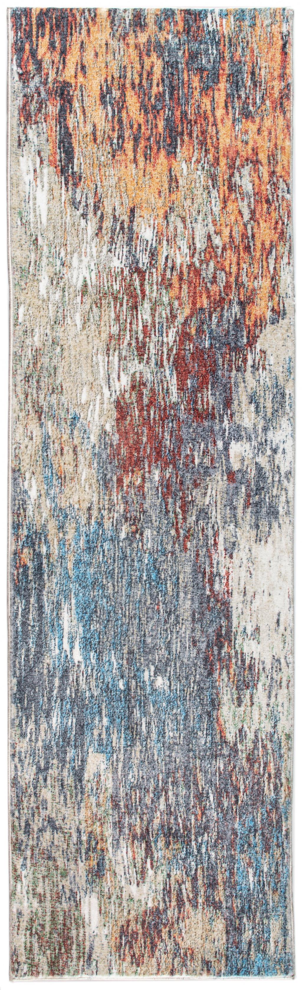 6’ x 9’ Blue Red Abstract Painting Modern Area Rug