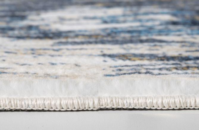 5’ x 8’ Blue Gold Abstract Painting Modern Area Rug