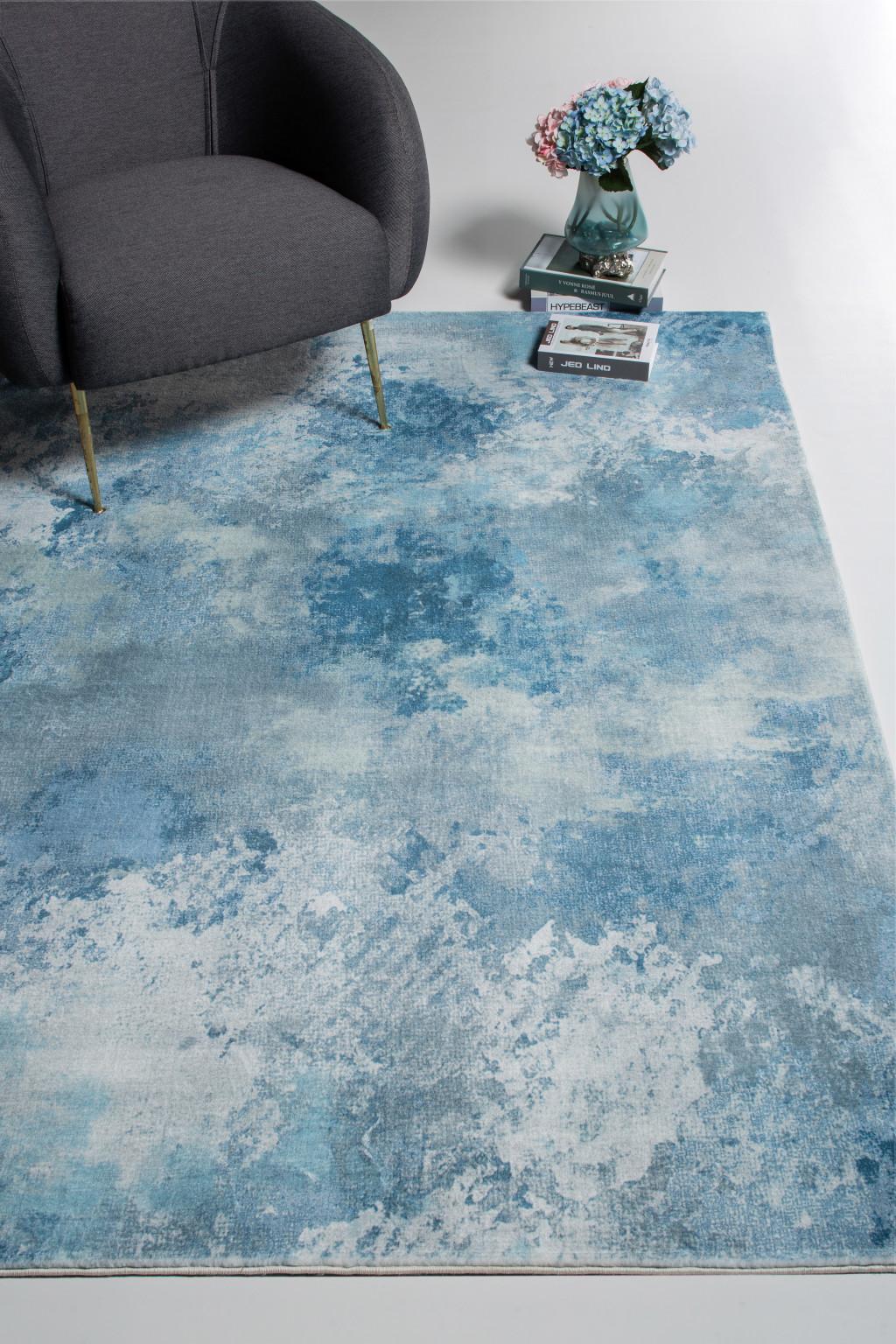 6’ x 9’ Blue White Abstract Sky Area Rug