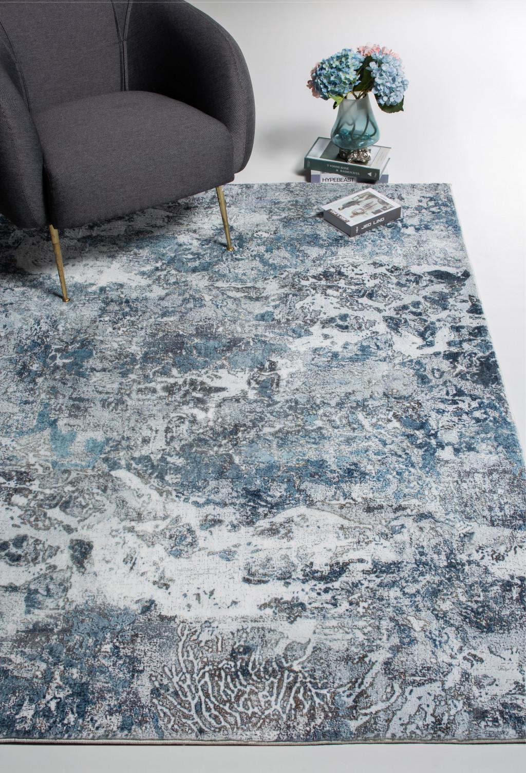 6’ x 9’ Gray Blue Abstract Galaxy Area Rug