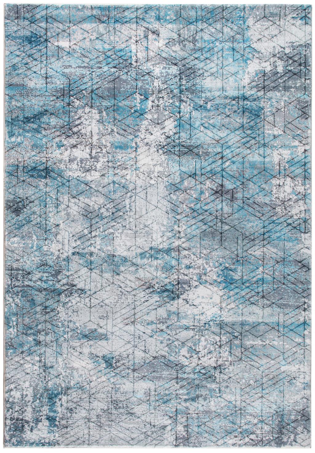 5’ x 8’ Blue Gray Abstract Cuboid Modern Area Rug Default Title