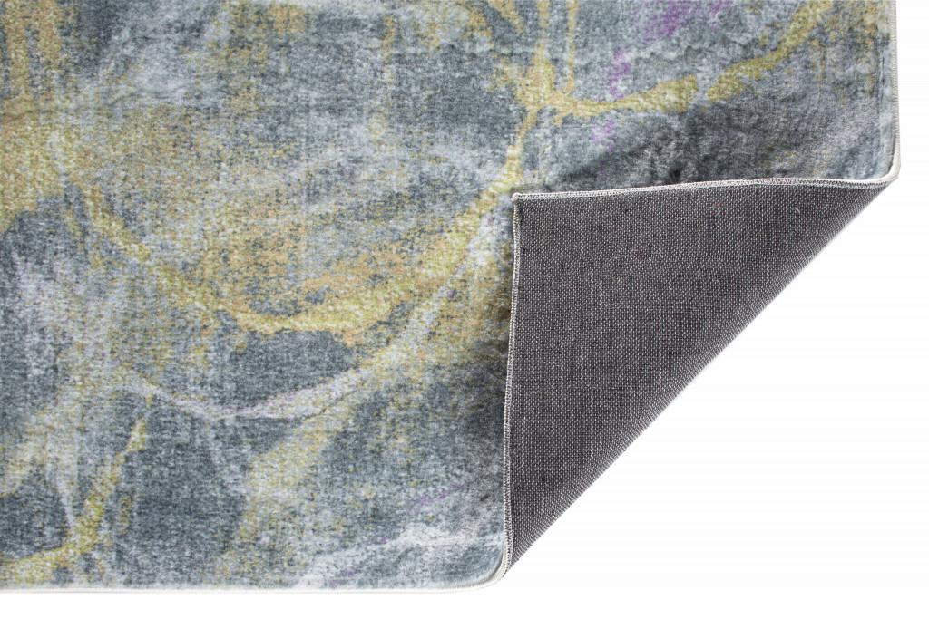 2’ x 7’ Gray Gold Abstract Rings Runner Rug