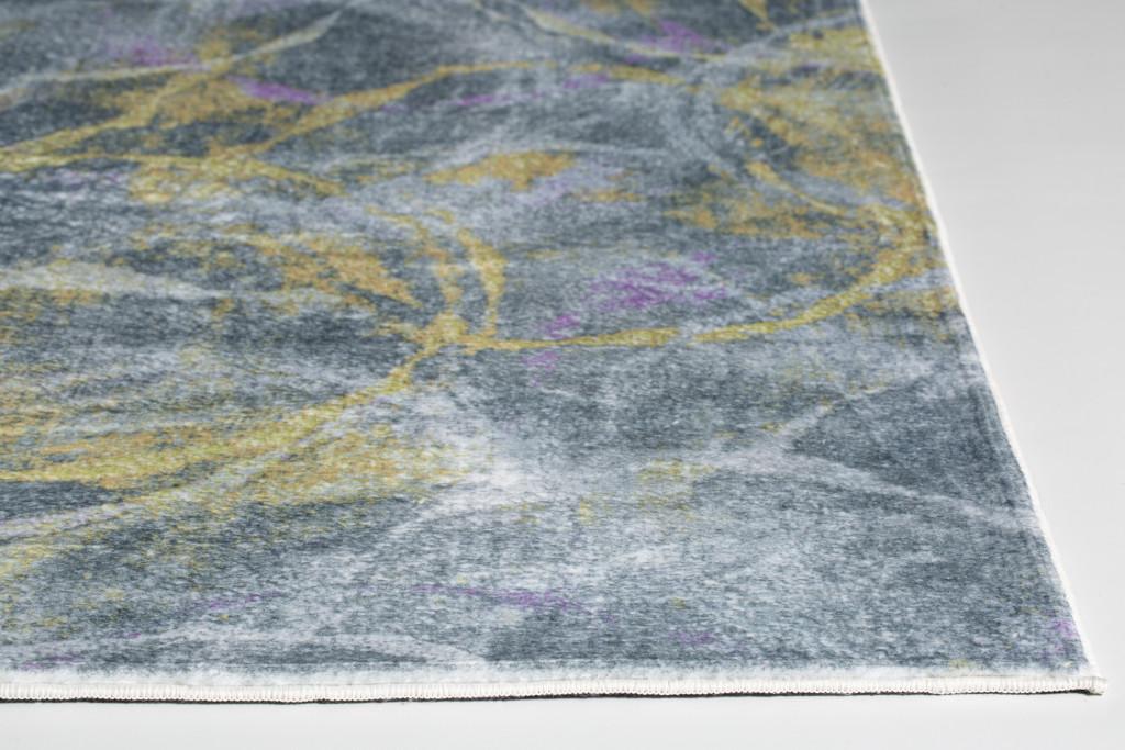 6’ x 9’ Gray Gold Abstract Rings Area Rug