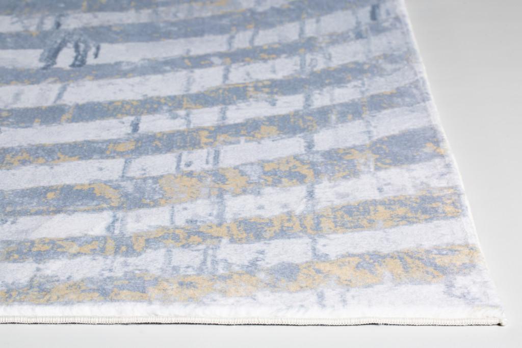 2’ x 7’ Gray Distressed Steps Abstract Runner Rug