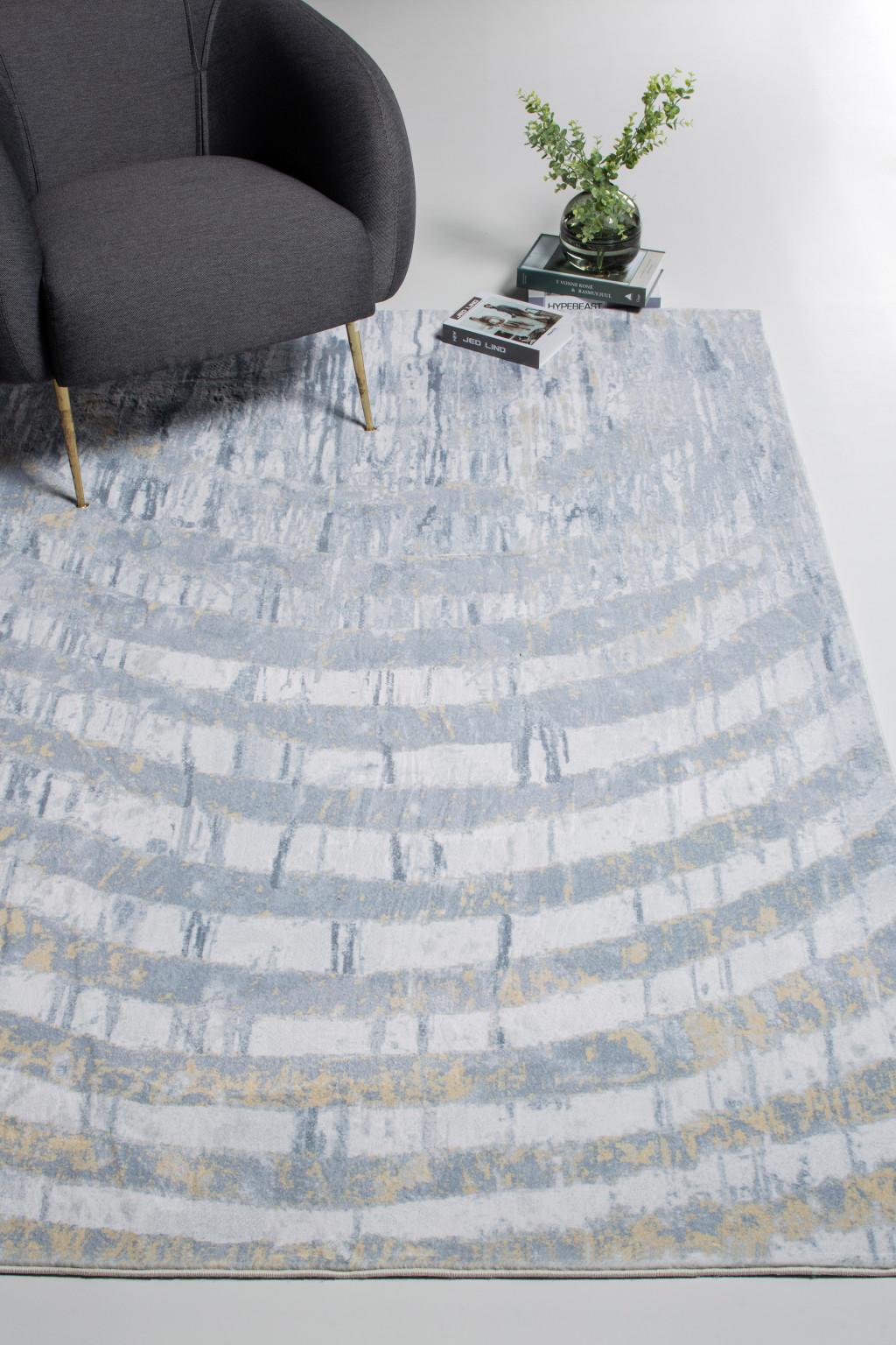 8’ x 10’ Gray Distressed Steps Abstract Area Rug