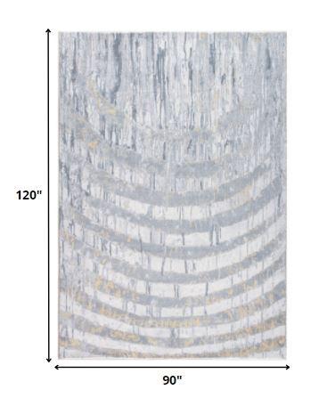 8’ x 10’ Gray Distressed Steps Abstract Area Rug