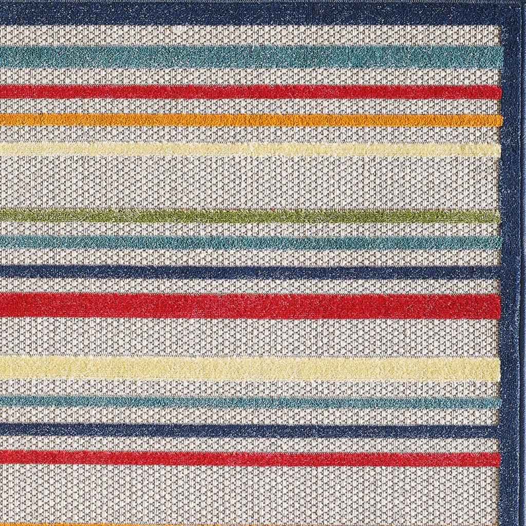 2’ x 4’ Navy Colorful Striped Indoor Outdoor Area Rug Default Title