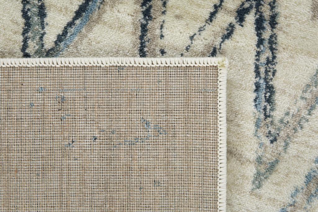 2’ x 8’ Beige Blue Distressed Chevron Runner Rug