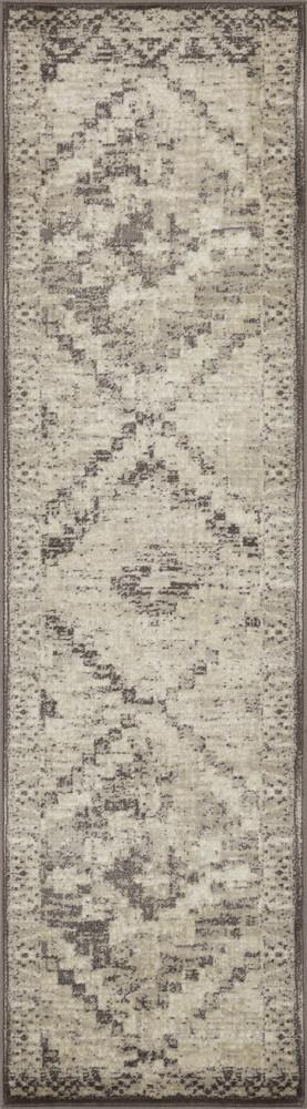 2’ x 8’ Gray Beige Distressed Diamond Runner Rug