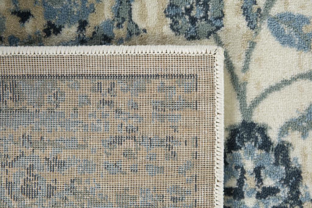 8’ x 11’ Blue Ivory Distressed Oriental Area Rug