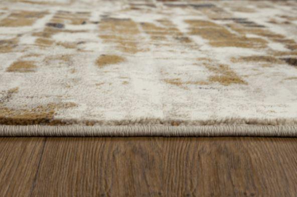 3’ x 5’ Brown Beige Abstract Tiles Distressed Area Rug