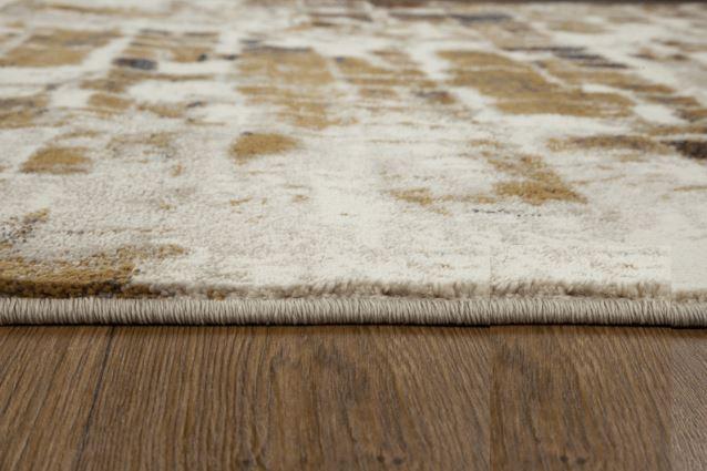 8’ x 11’ Brown Beige Abstract Tiles Distressed Area Rug