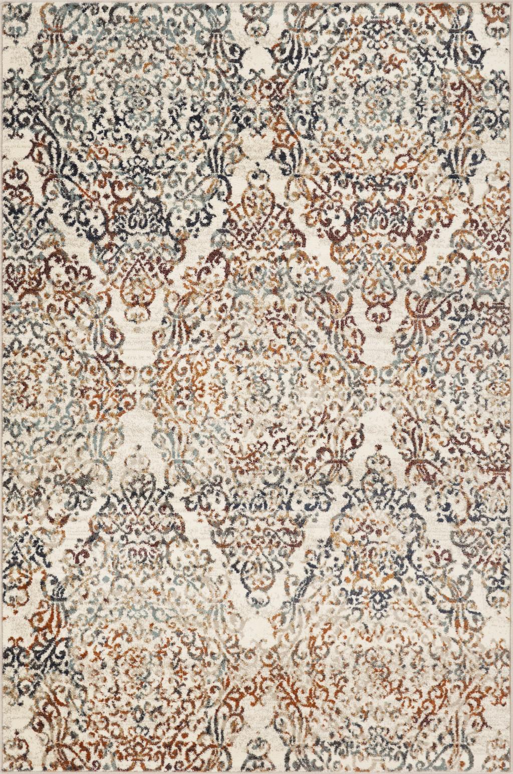 3’ x 5’ Ivory Brown Decorative Diamond Area Rug Default Title
