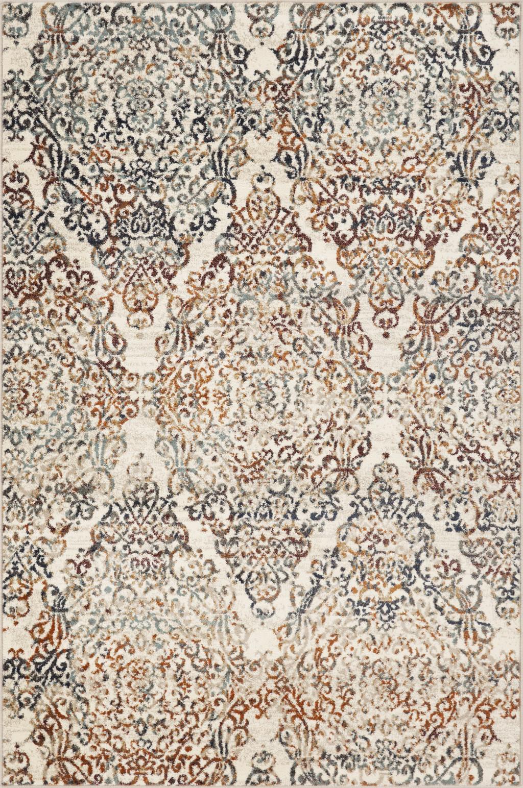 8’ x 11’ Ivory Brown Decorative Diamond Area Rug