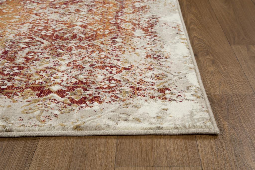 8’ x 11’ Rust Ivory Distressed Diamonds Area Rug