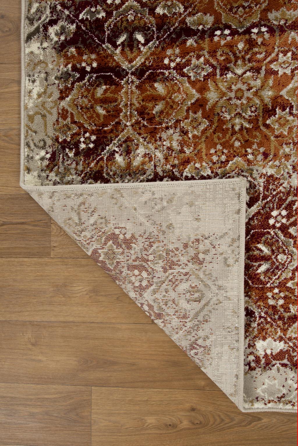 8’ x 11’ Rust Ivory Distressed Diamonds Area Rug