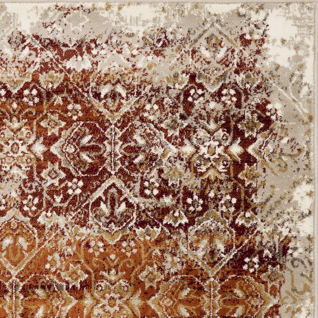 8’ x 11’ Rust Ivory Distressed Diamonds Area Rug