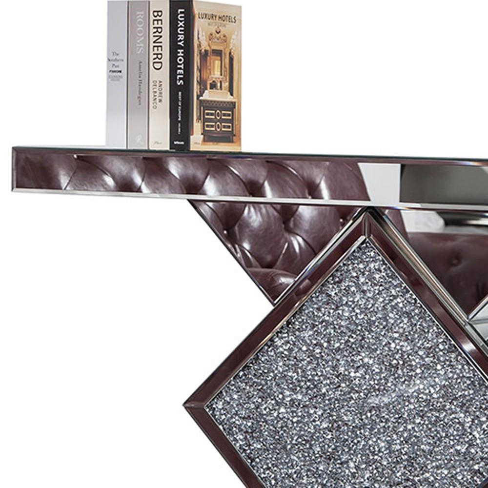 Diamond Silver Mirrored  Console Table