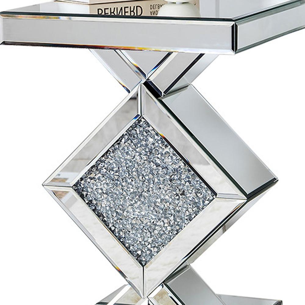 Diamond Silver Mirrored Side Table