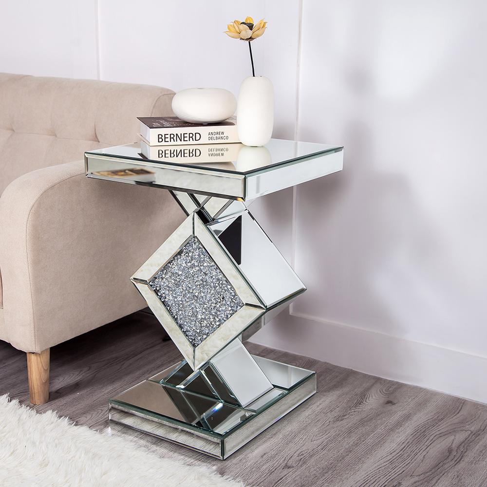 Diamond Silver Mirrored Side Table