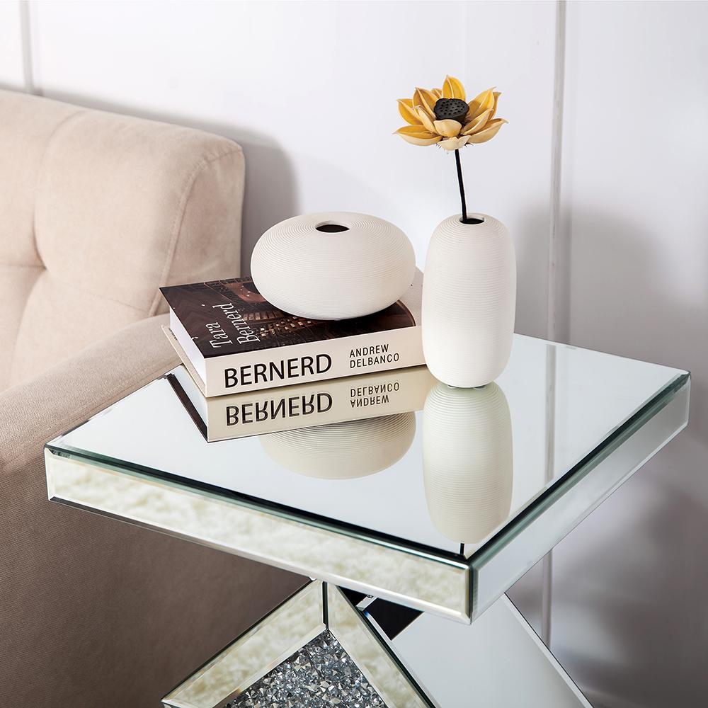 Diamond Silver Mirrored Side Table