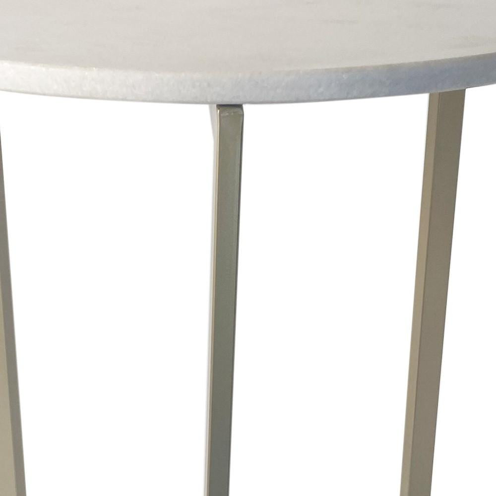 Set of Two White Marble and Gold Geo Tri Nesting End Tables