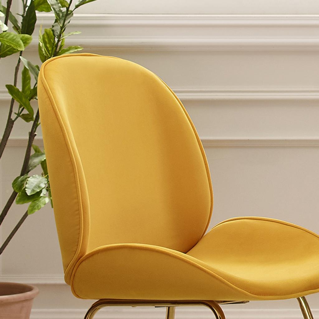 Gold and Yellow Velvet Shell Shape Dining or Side Chair