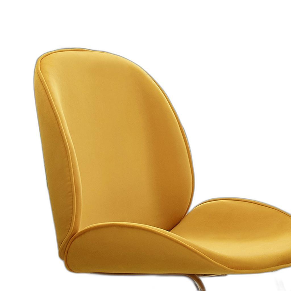 Gold and Yellow Velvet Shell Shape Dining or Side Chair