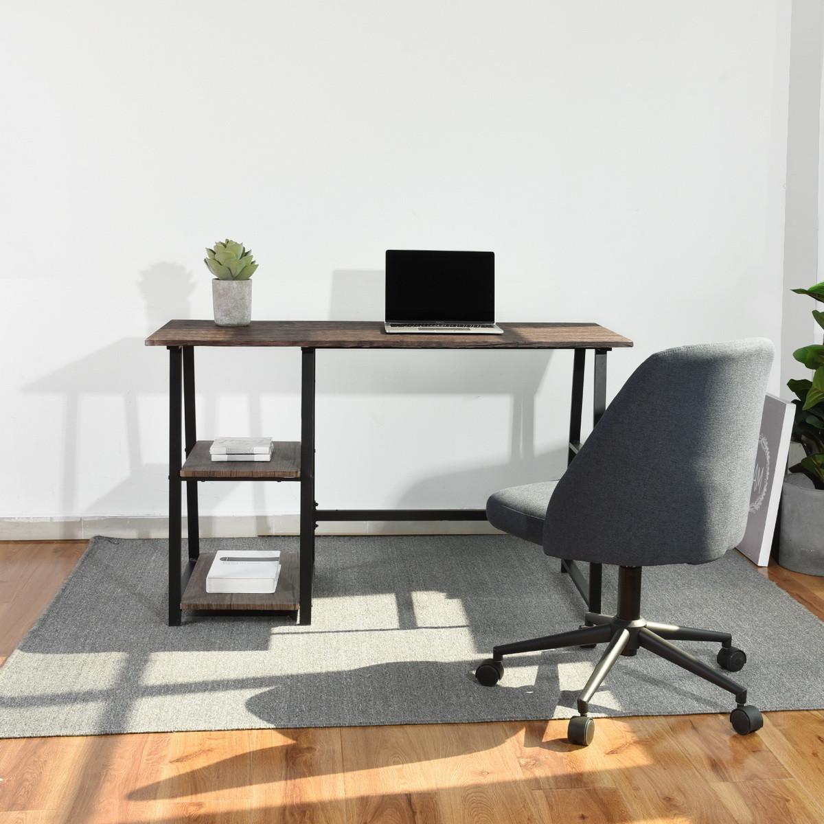 Modern Home Office Computer Table With Storage Shelves - Vintage Brown Default Title