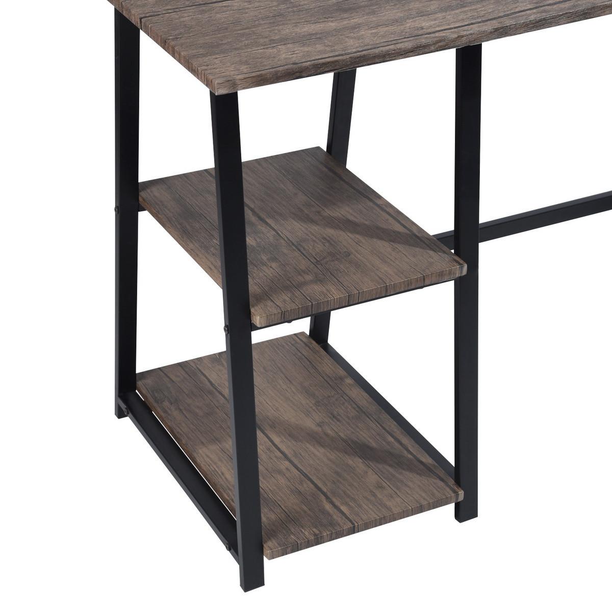 Modern Home Office Computer Table With Storage Shelves - Vintage Brown Default Title