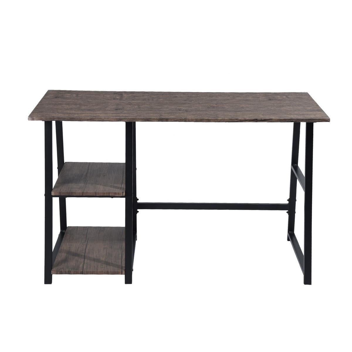 Modern Home Office Computer Table With Storage Shelves - Vintage Brown Default Title