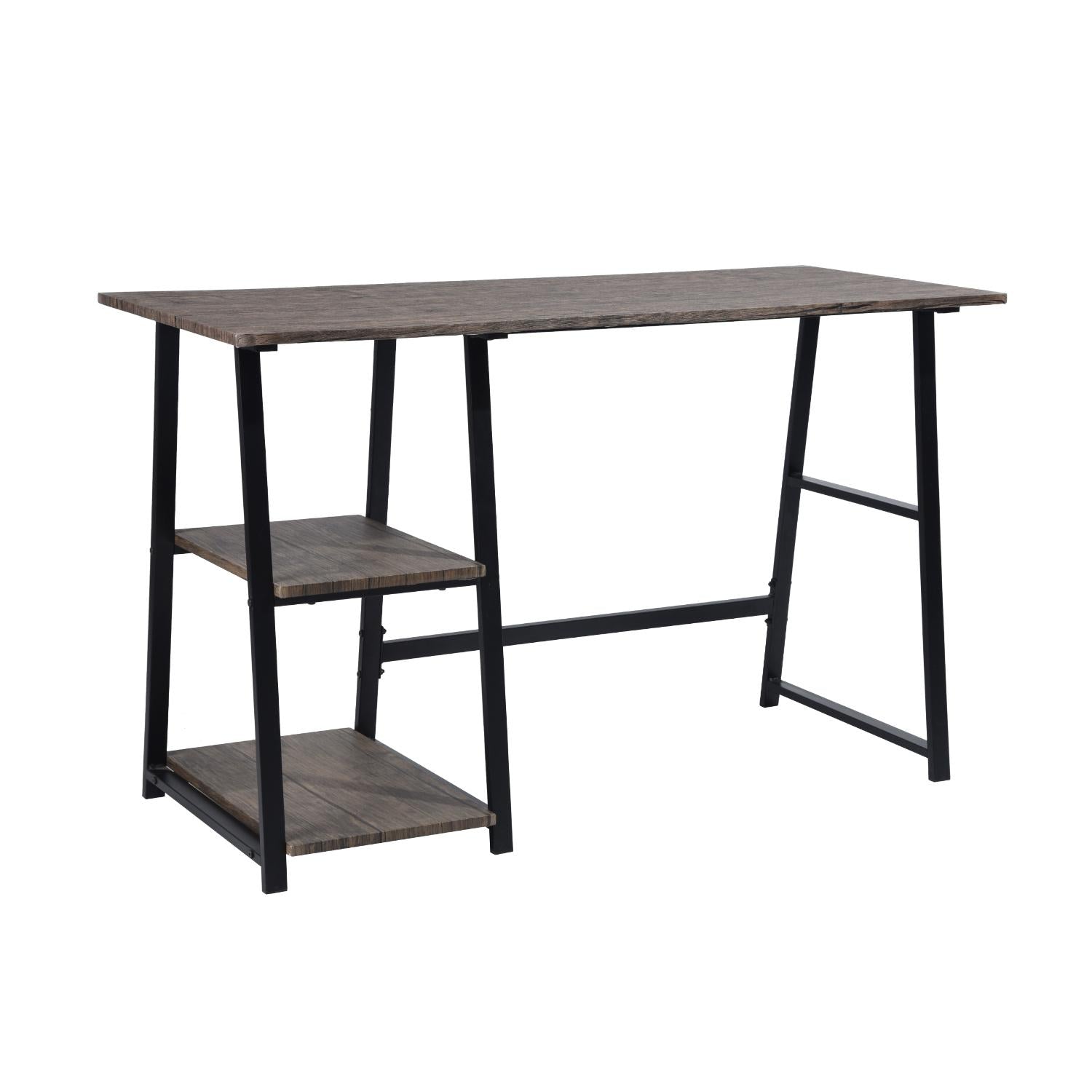 Modern Home Office Computer Table With Storage Shelves - Vintage Brown Default Title