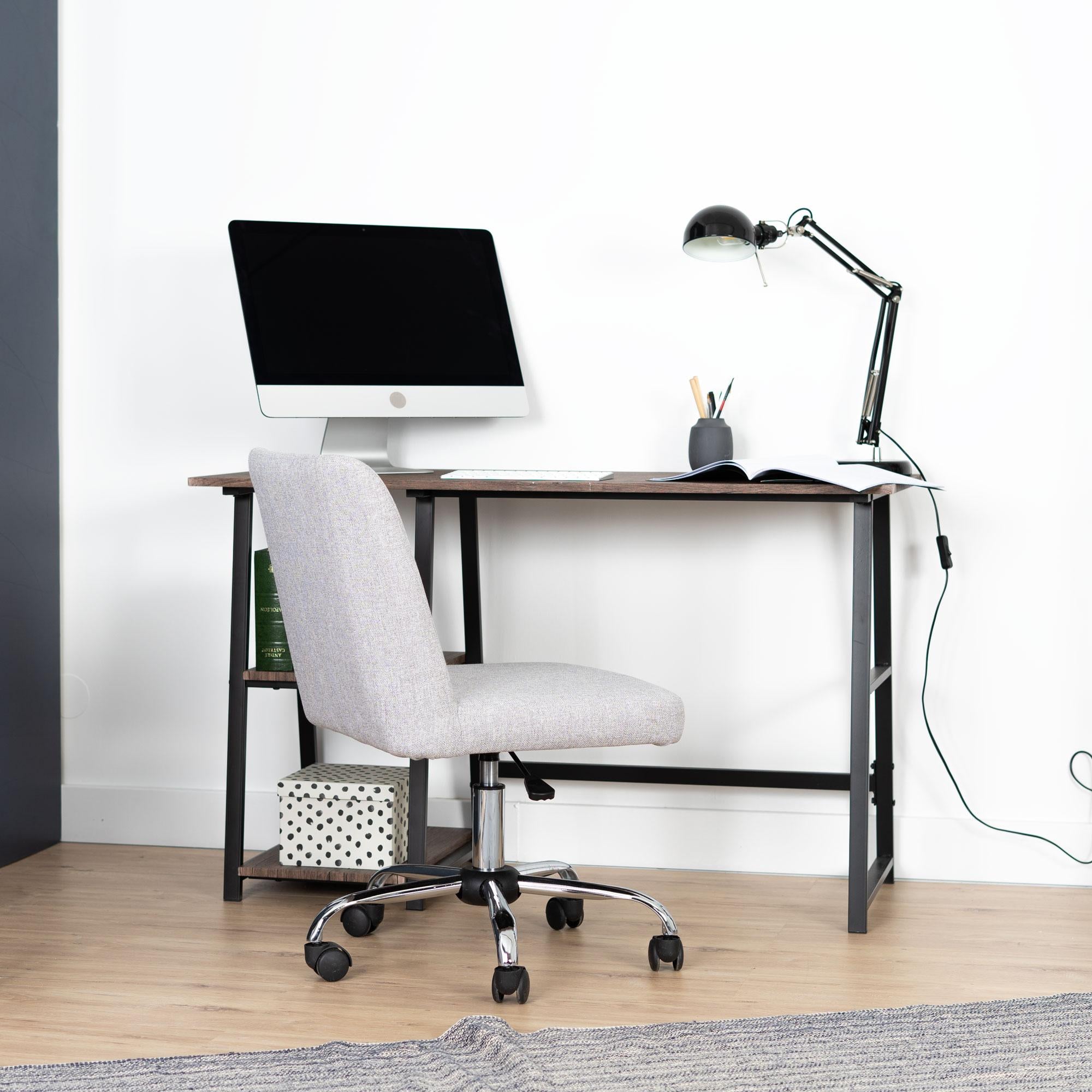 Modern Home Office Computer Table With Storage Shelves - Vintage Brown Default Title