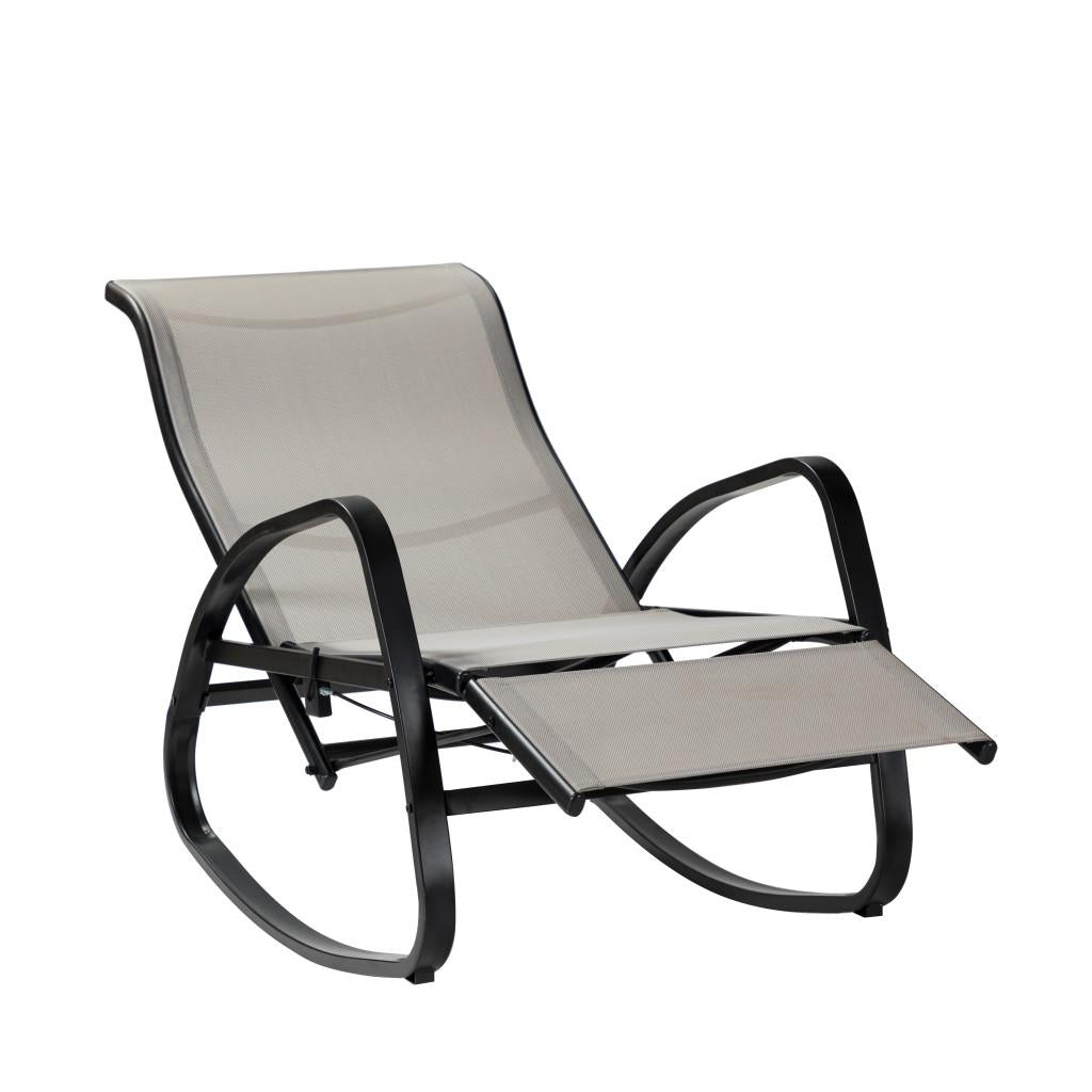 Gray Outdoor Adjustable Rocking Recliner Chair