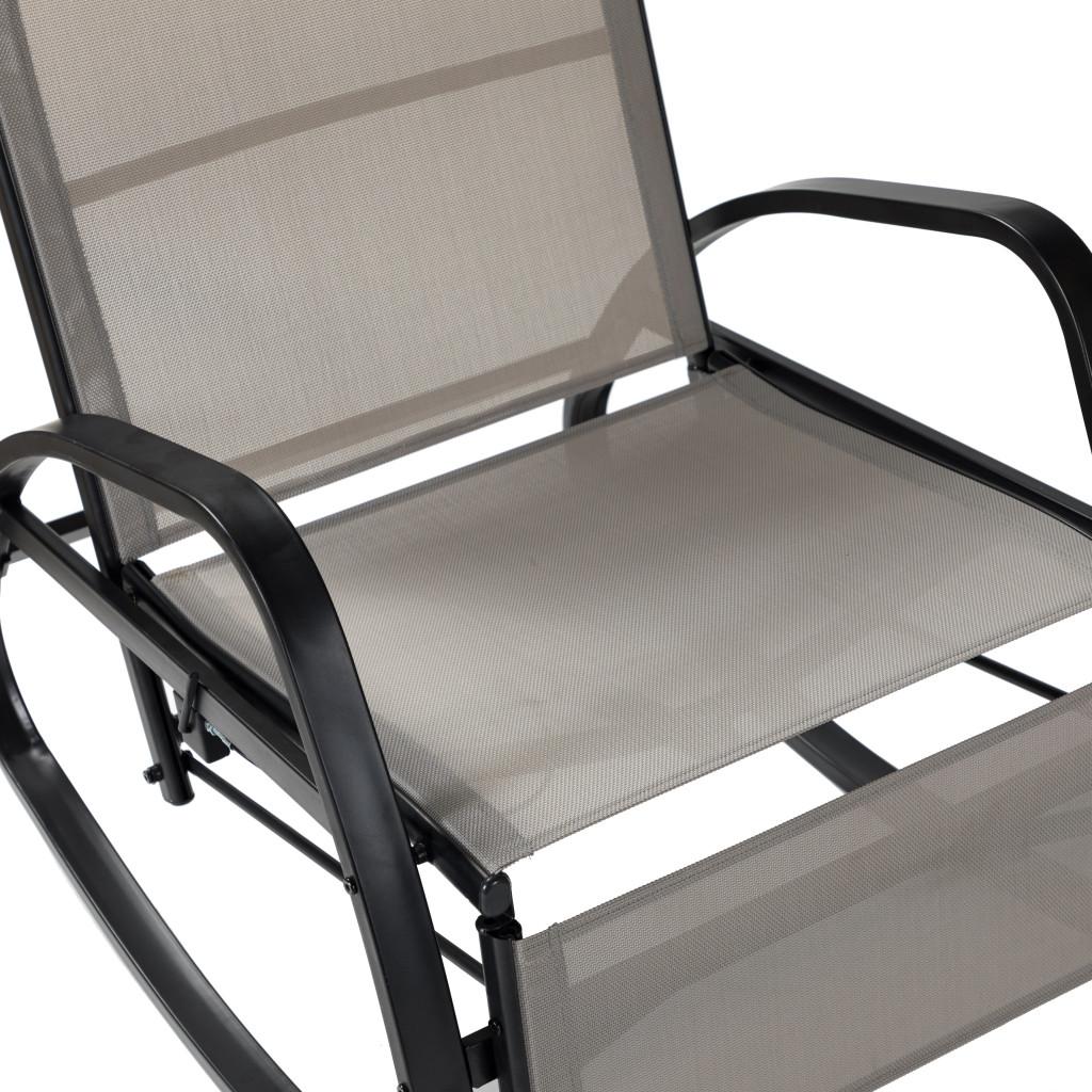 Gray Outdoor Adjustable Rocking Recliner Chair