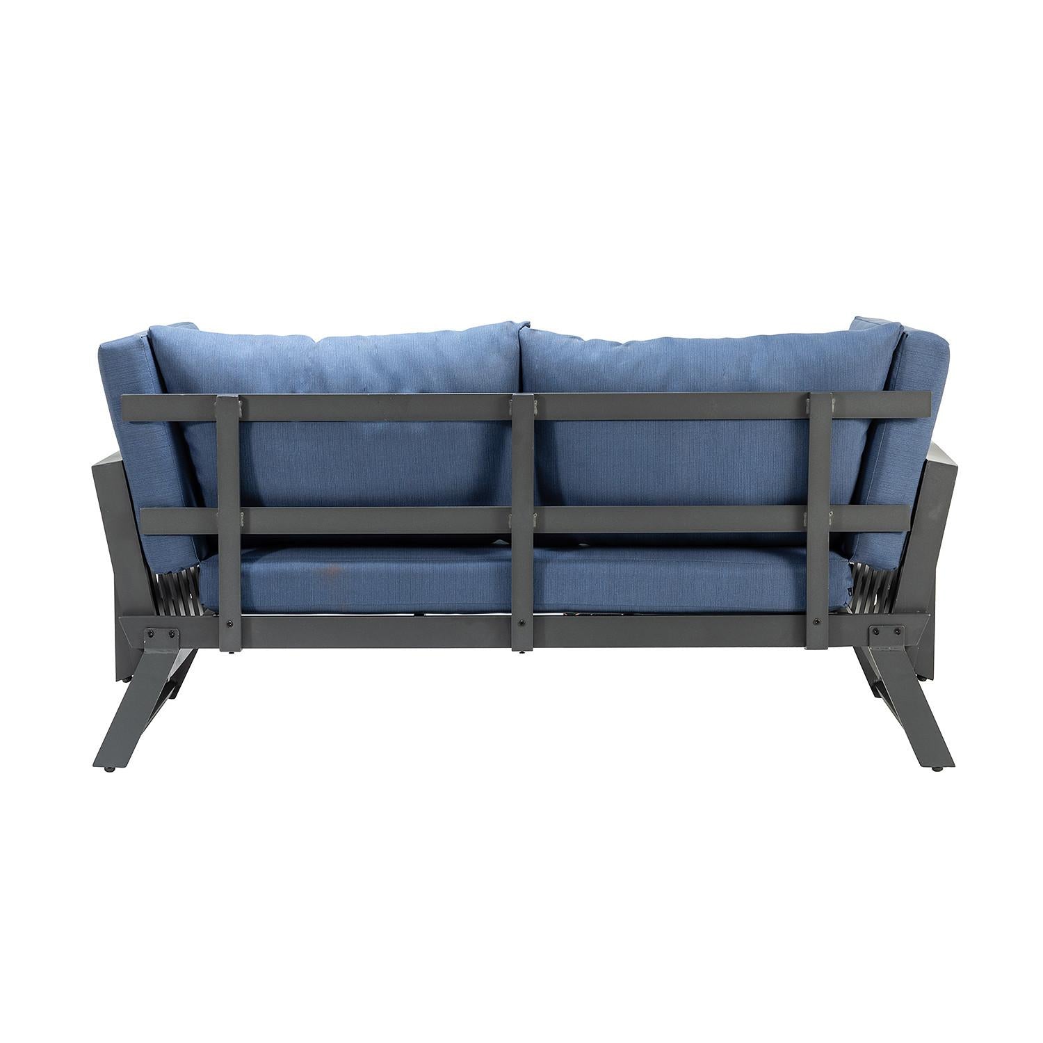 Blue Outdoor Patio Convertible Modern Daybed