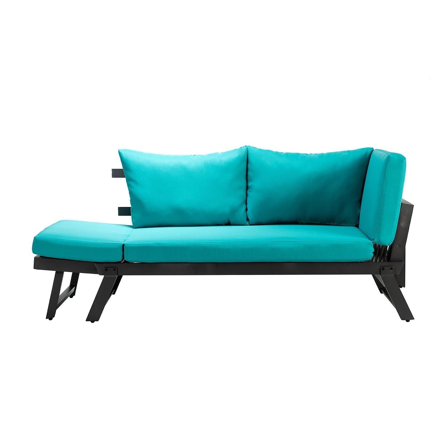 Teal Outdoor Patio Convertible Modern Daybed