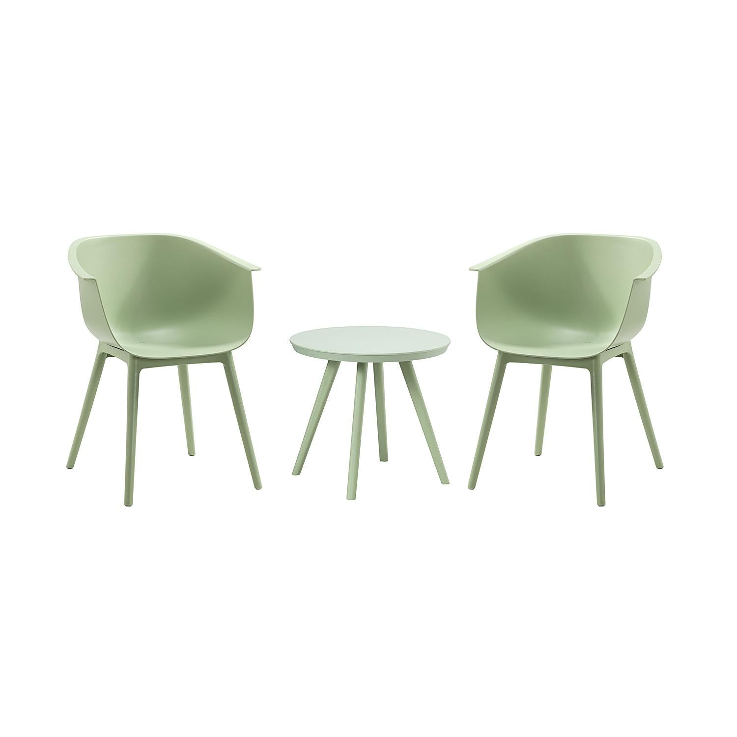 Solid Pale Green Contempo Outdoor Chairs and Table Set