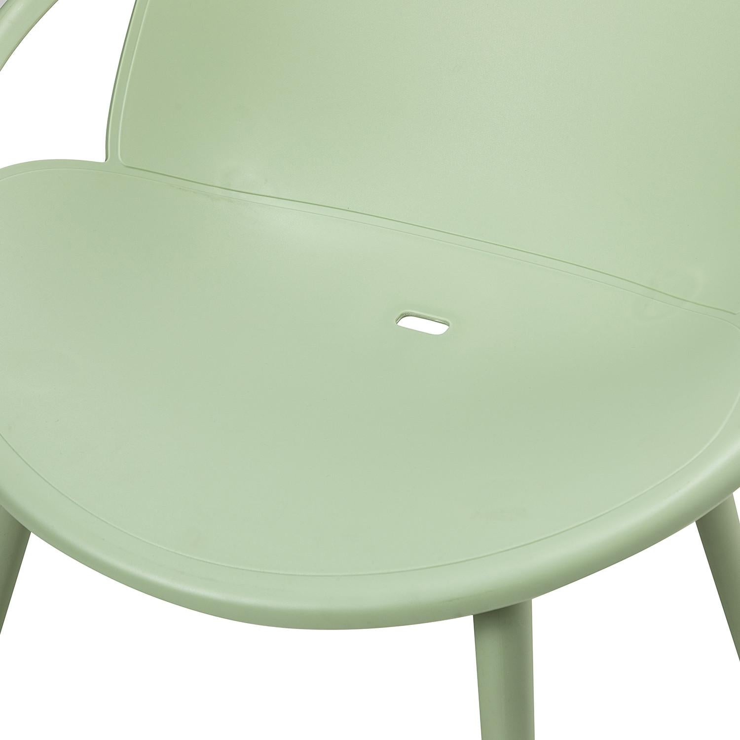 Solid Pale Green Saucer Outdoor Chairs and Table Set