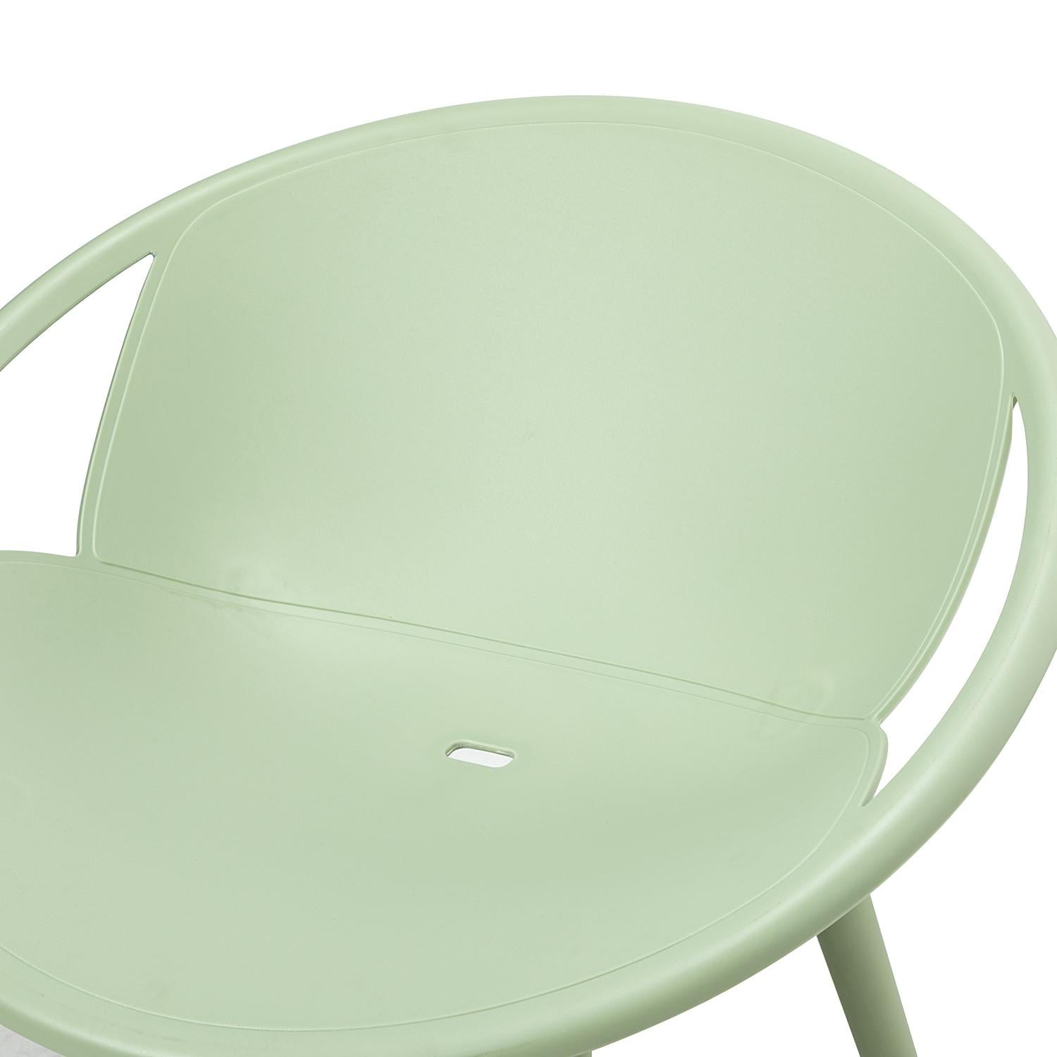 Solid Pale Green Saucer Outdoor Chairs and Table Set