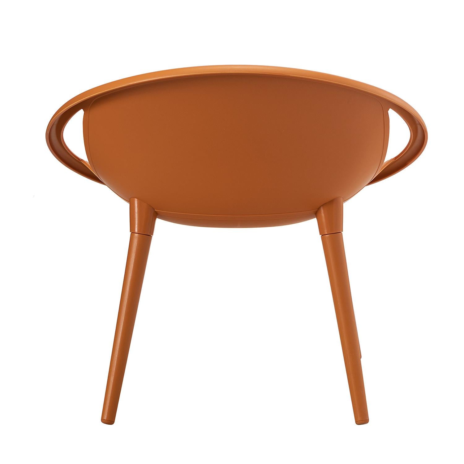 Solid Burnt Orange Saucer Outdoor Chairs and Table Set