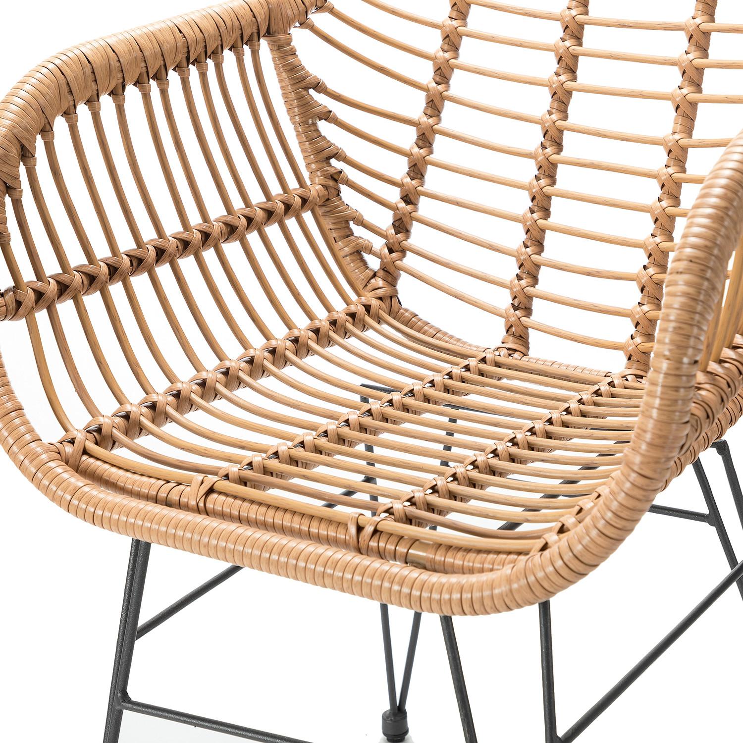 Natural Faux Rattan and Aqua Outdoor Chair and Table Set