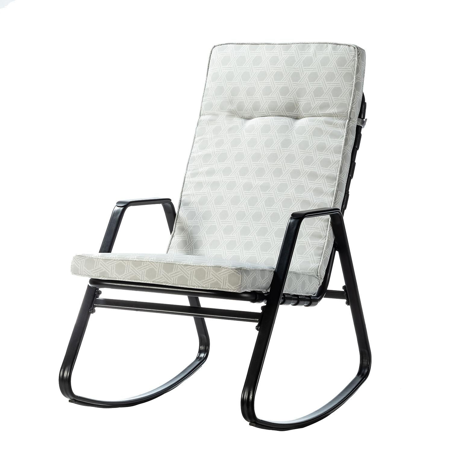 Black and Cream Outdoor Rocking Chair and Table Set